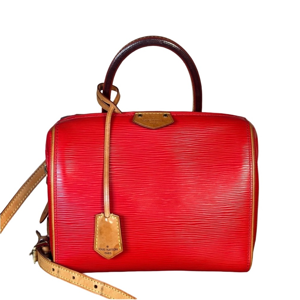 Authentic Louis Vuitton Coquelicot Epi Leather Doc PM